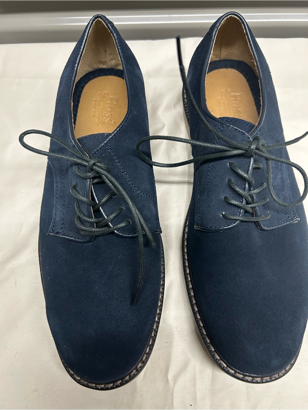 Bass Navy Suede Lace-Up Derby Shoes